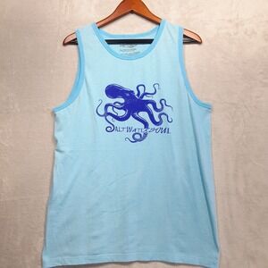 Salt Water Soul Womans Sleeveless Tank Top Sz.XL/Light Blue/Octopus Logo/Beach